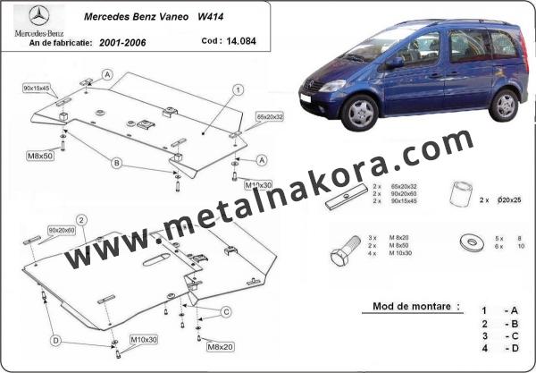 Предпазна кора за двигател, скоростна кутия, радиатор и предна броня Mercedes Vaneo W414 3