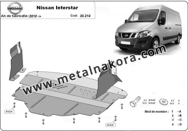 Предпазна кора за двигател, скоростна кутия, радиатор и предна броня Nissan Interstar 3