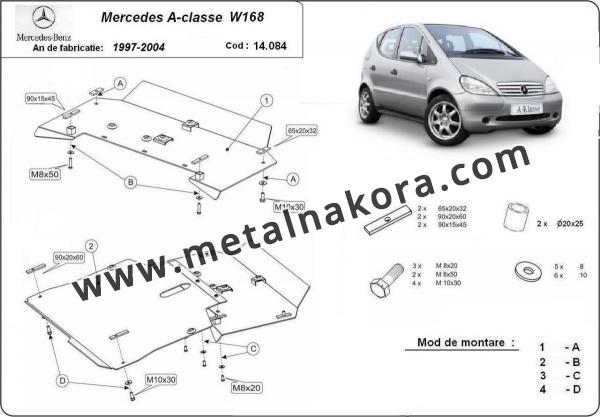 Предпазна кора за двигател, скоростна кутия, радиатор и предна броня Mercedes A-Classe W168 1