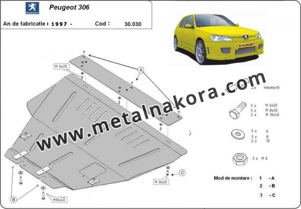 Предпазна кора за двигател, скоростна кутия и радиатор Peugeot 306 3