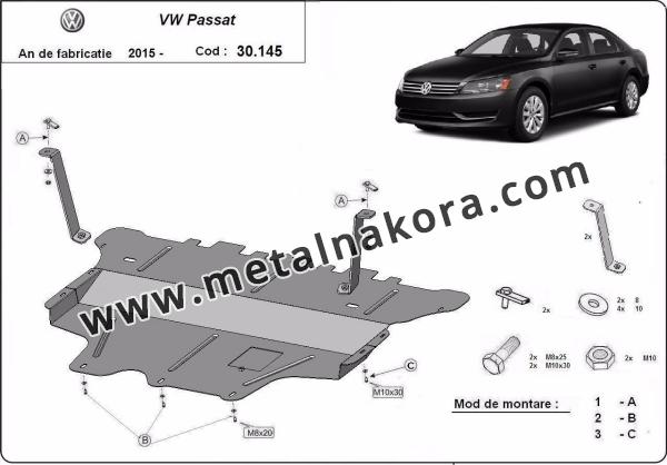 Предпазна кора за двигател, скоростна кутия, радиатор и предна броня Volkswagen Passat B8 - ръчна скоростна кутия 3