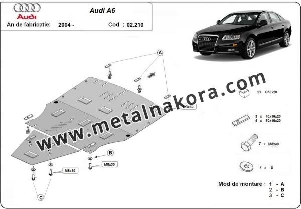 Предпазна кора за двигател, скоростна кутия, радиатор и предна броня Audi A6 3