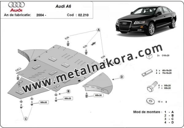 Предпазна кора за двигател, скоростна кутия, радиатор и предна броня Audi A6 avec laterale 3