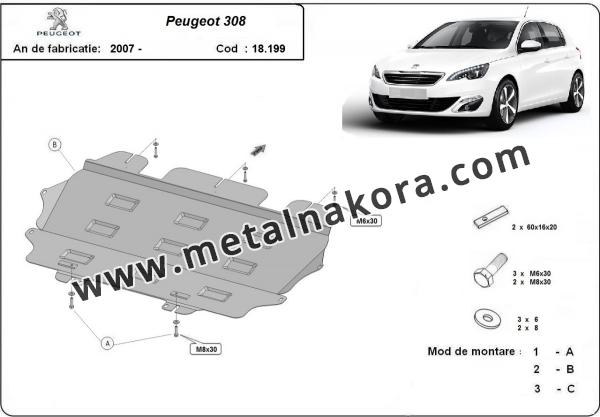 Предпазна кора за двигател, скоростна кутия и радиатор Peugeot 308 1