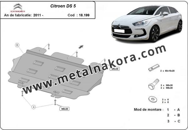 Предпазна кора за двигател, скоростна кутия и радиатор Citroen DS5 3