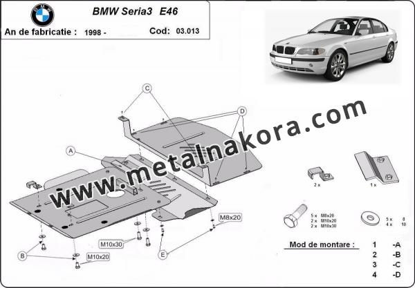 Предпазна кора за двигател и предна броня BMW Seria 3 E46 - бензин 1