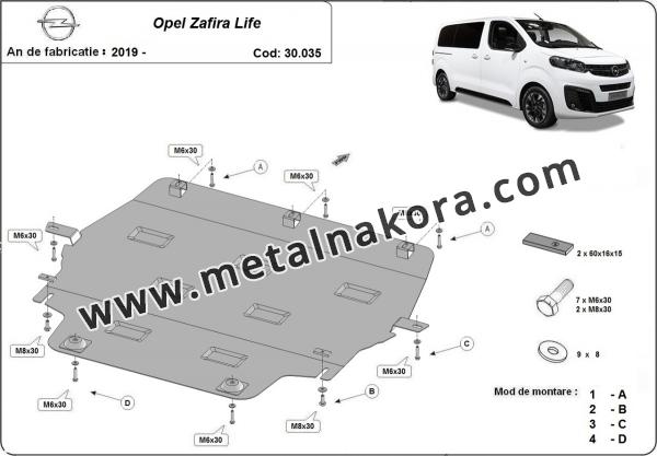 Предпазна кора за двигател, скоростна кутия и радиатор Opel Zafira Life 3