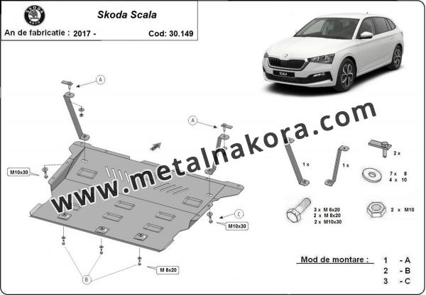 Предпазна кора за двигател, скоростна кутия, радиатор и предна броня Skoda Scala 3