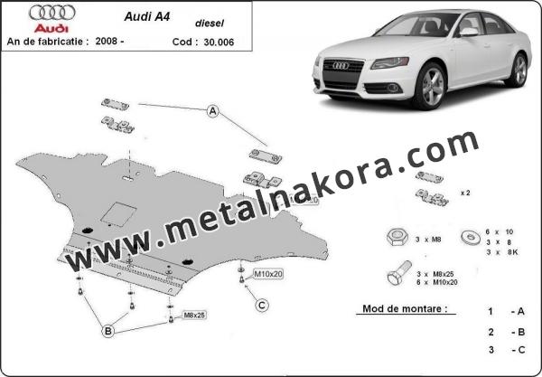 Предпазна кора за двигател, радиатор и предна броня Audi A4 B8 All Road - дизел 3