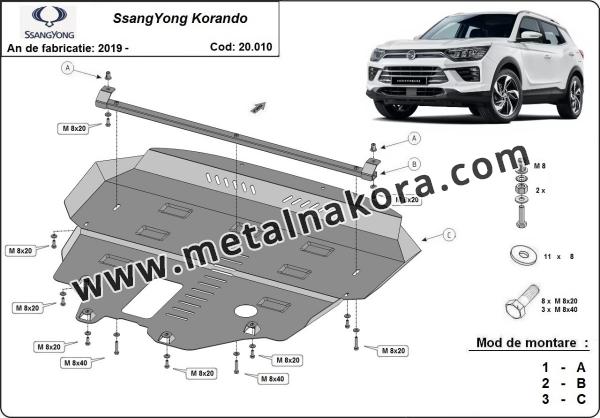 Предпазна кора за двигател, радиатор и предна броня SsangYong Korando 3