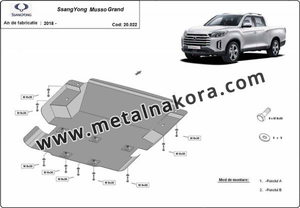 Предпазна кора за двигател, радиатор и предна броня Ssangyong Musso Grand  3