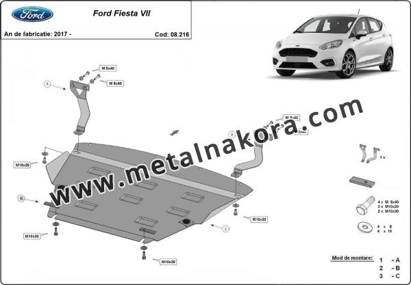 Предпазна кора за двигател, скоростна кутия, радиатор и предна броня Ford Fiesta VII 3