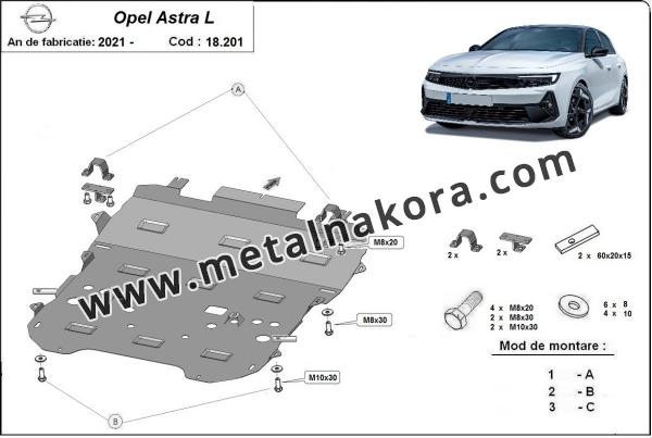 Предпазна кора за двигател, скоростна кутия, радиатор и предна броня Opel Astra L 1