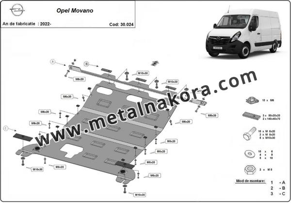 Предпазна кора за двигател, скоростна кутия, радиатор и предна броня Opel Movano 2