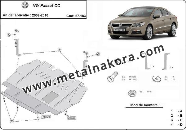 Предпазна кора за двигател, скоростна кутия, радиатор и предна броня VW Passat CC 3