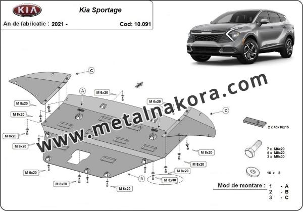 Предпазна кора за двигател, скоростна кутия, радиатор и предна броня Kia Sportage 3