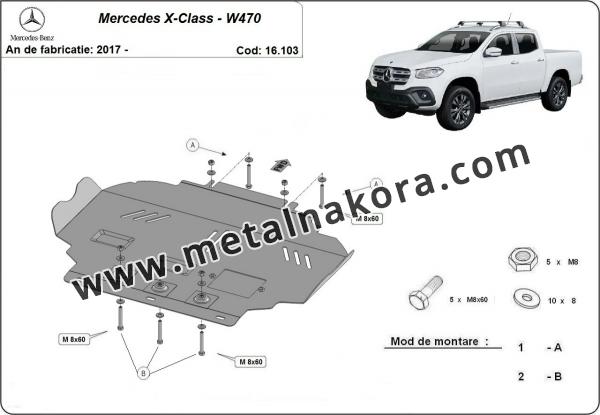 Предпазна кора за двигател, скоростна кутия, радиатор и предна броня Mercedes X-Class 3
