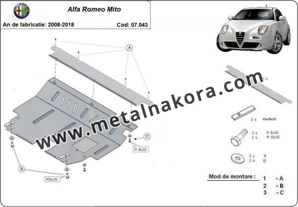 Метална предпазна кора за двигател Alfa Romeo Mito 3