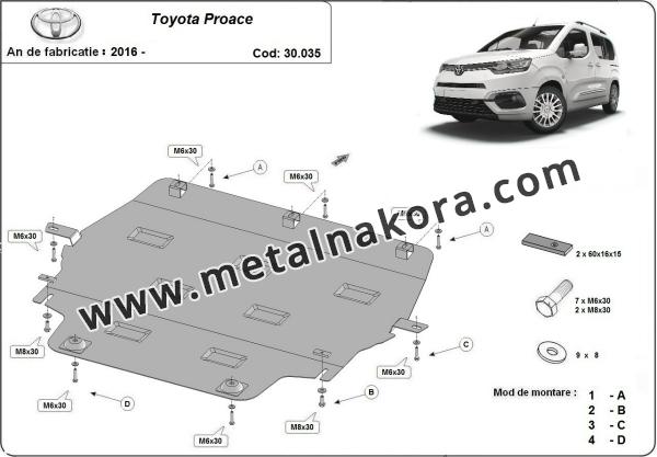 Метална предпазна кора за двигател Toyota Proace 3